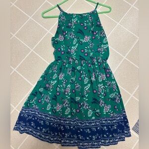 Green and blue floral sleeveless dress